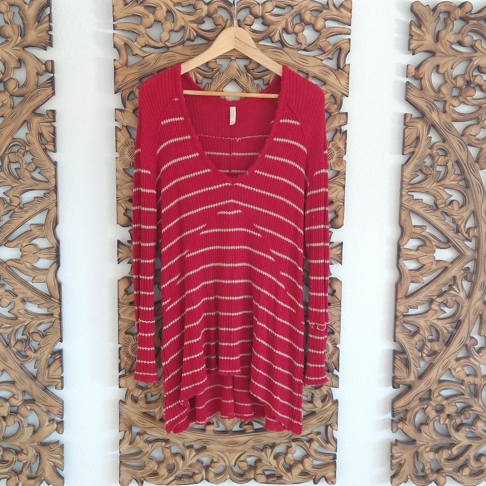 Free People Red Striped Tunic